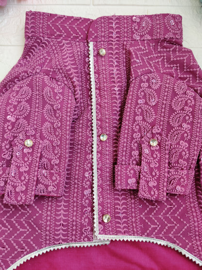 Mauve Chikankari Kurta