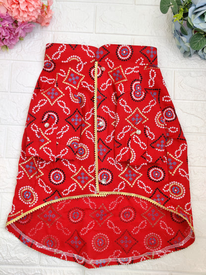 Red Bandhani Kurta