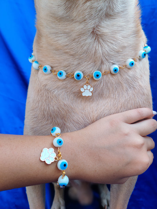 White Evil eye Necklace 2.0 + Bracelet