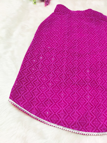 Magenta Chikankari Kurta