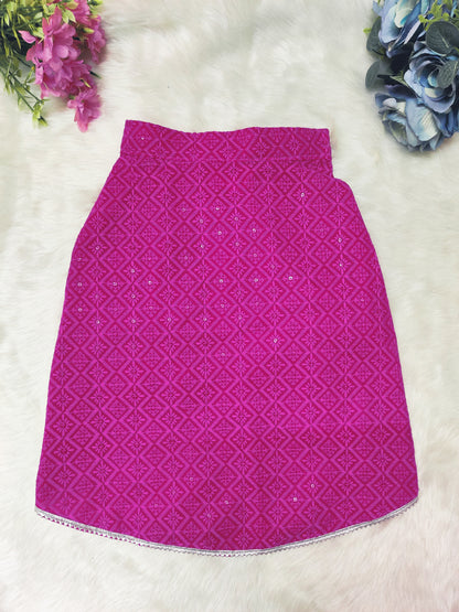 Magenta Chikankari Kurta