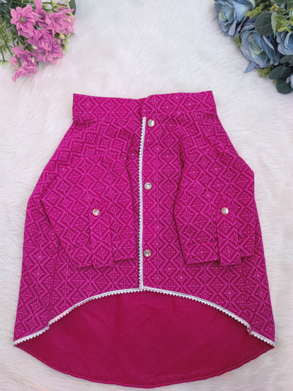 Magenta Chikankari Kurta