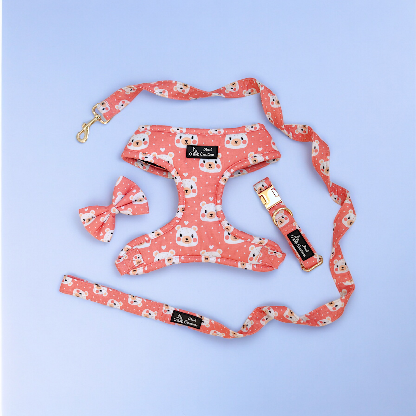 Bear-y Cute Harness + Collar + Leash + Classic Bow