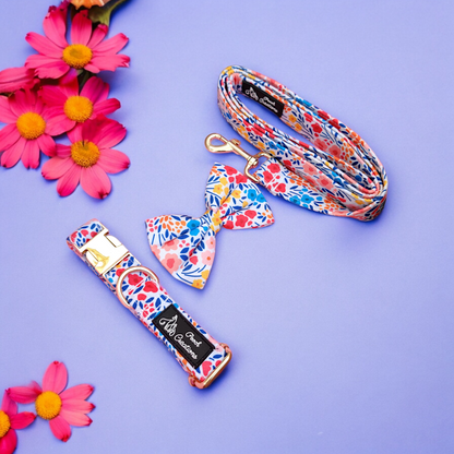 Wildflower Collar + Leash + Classic Bow