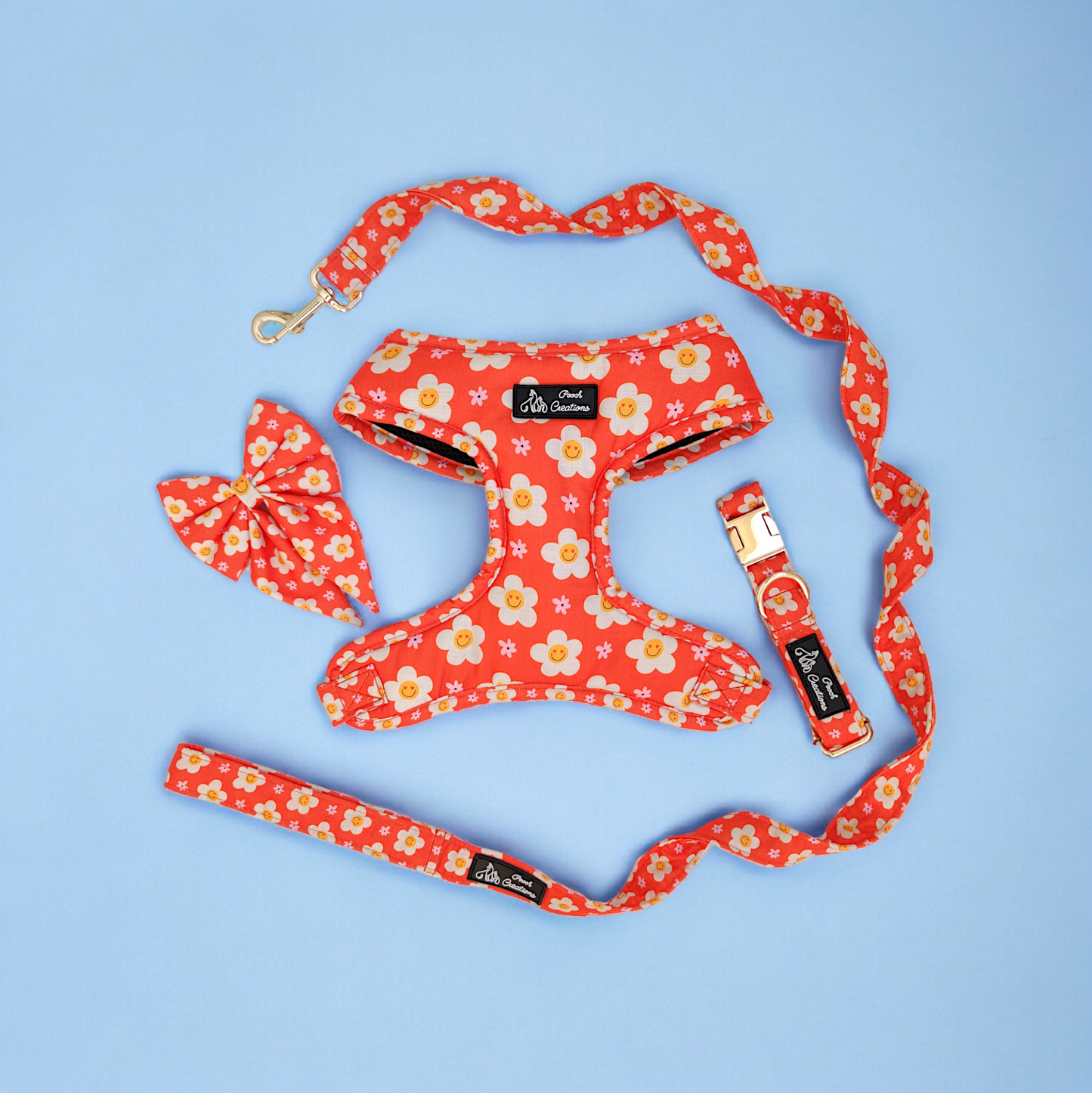 Blooming Smiles Harness + Collar + Leash + Sailor Bow