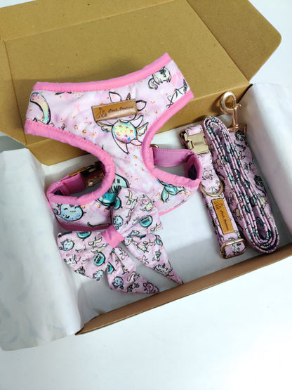 Unicorn Magic Harness + Collar + Leash + Sailor Bow