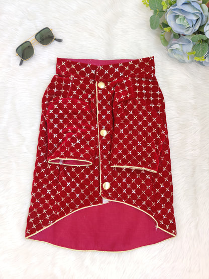 Maroon Velvet Kurta